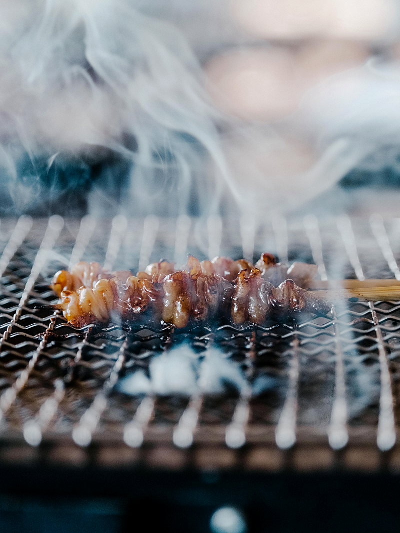 Skewers over the robata